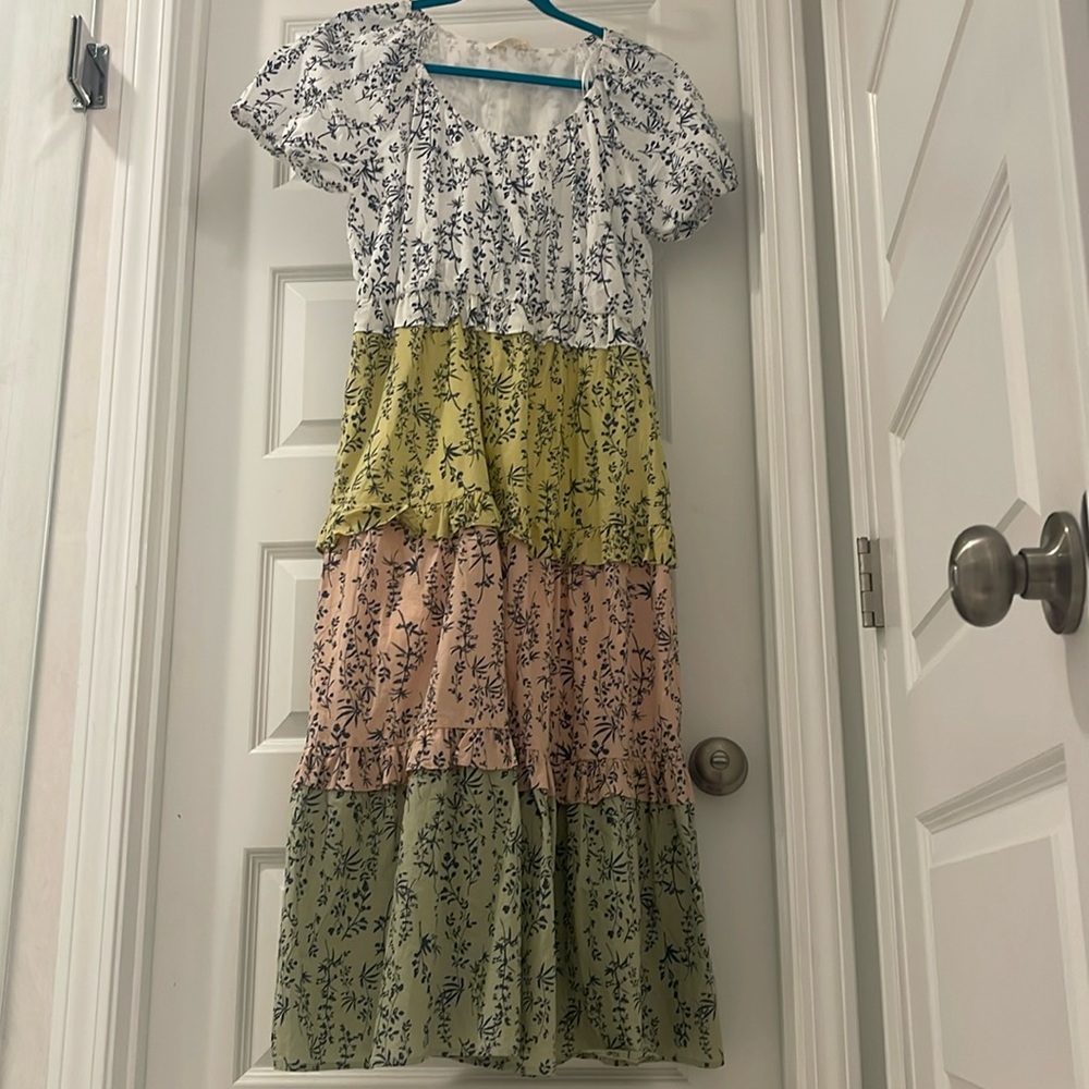 Wildflower color block midi dress